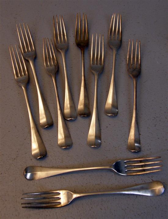 Appraisal: Ten th century Dutch silver table forks