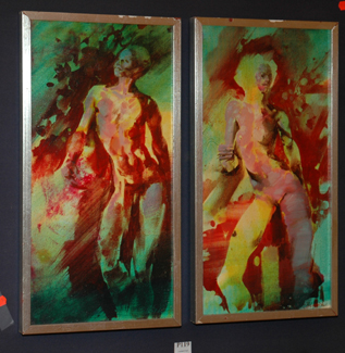 Appraisal: CHARLES BILLICH NUDE FIGURES ACRYLIC ON BOARD