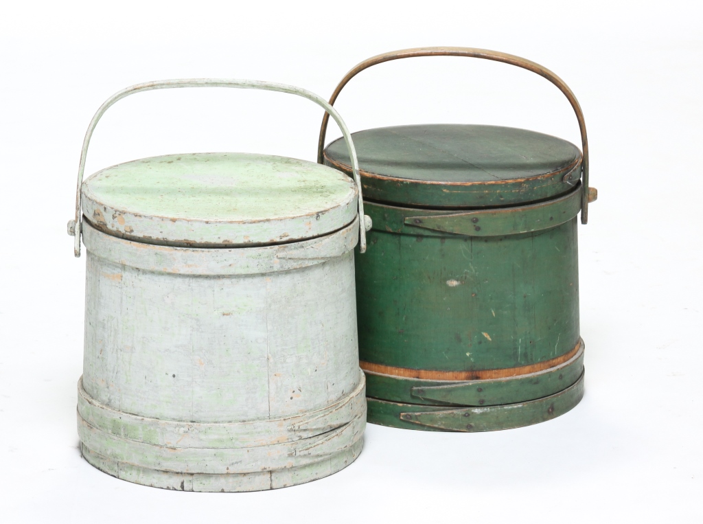 Appraisal: TWO AMERICAN SUGAR BUCKETS Second half th century Stave construction