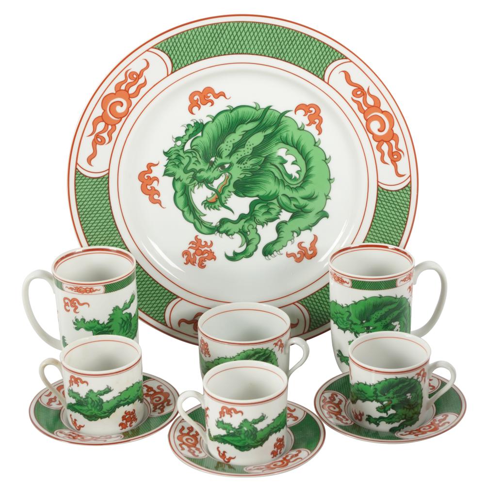 Appraisal: FITZ FLOYD DRAGON CREST PORCELAIN SERVICEcomprising dinner plates dia salad