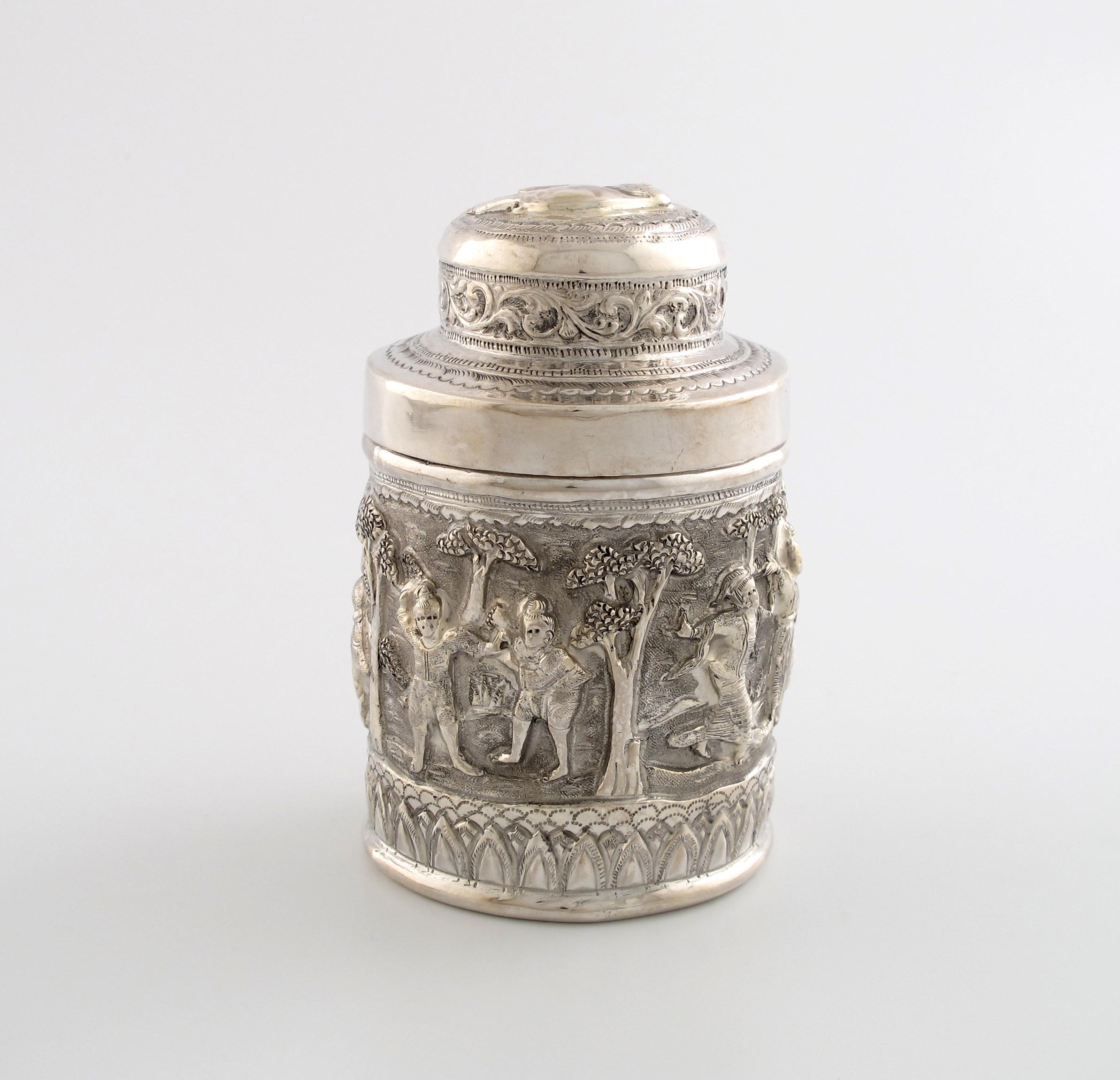 Appraisal: An Indian metalware tea caddy