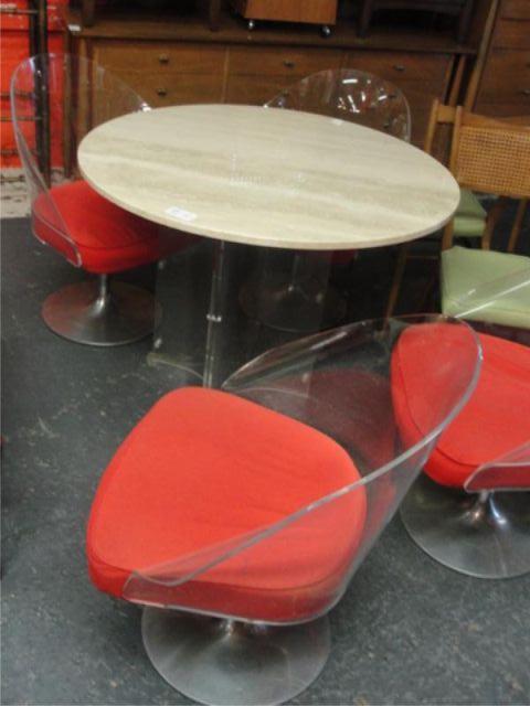 Appraisal: Marbletop and Lucite Midcentury Dinette Set Marbletop table with lucite