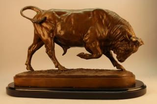 Appraisal: Isidore Bonheur - Charging Bull Bronze mounted on marble base