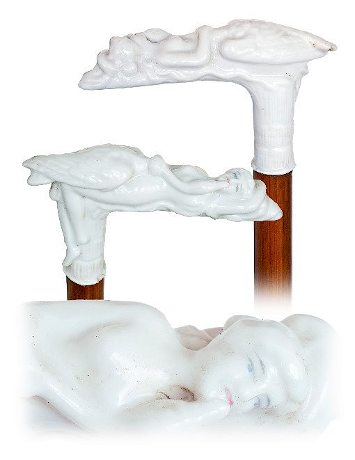 Appraisal: Porcelain Mildly Erotic Cane Exclusive on Bidsquare Porcelain Mildly Erotic