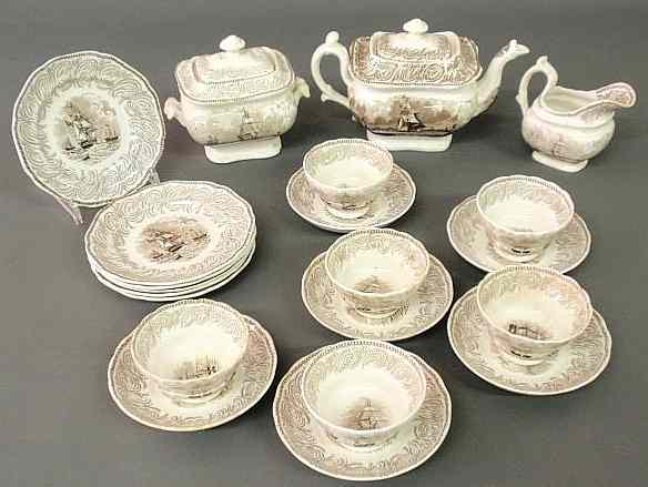 Appraisal: Staffordshire tea service th c with sepia transfer decoration in