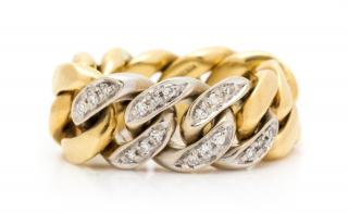 Appraisal: An Karat Bicolor Gold and Diamond Curb Link Ring Tiffany