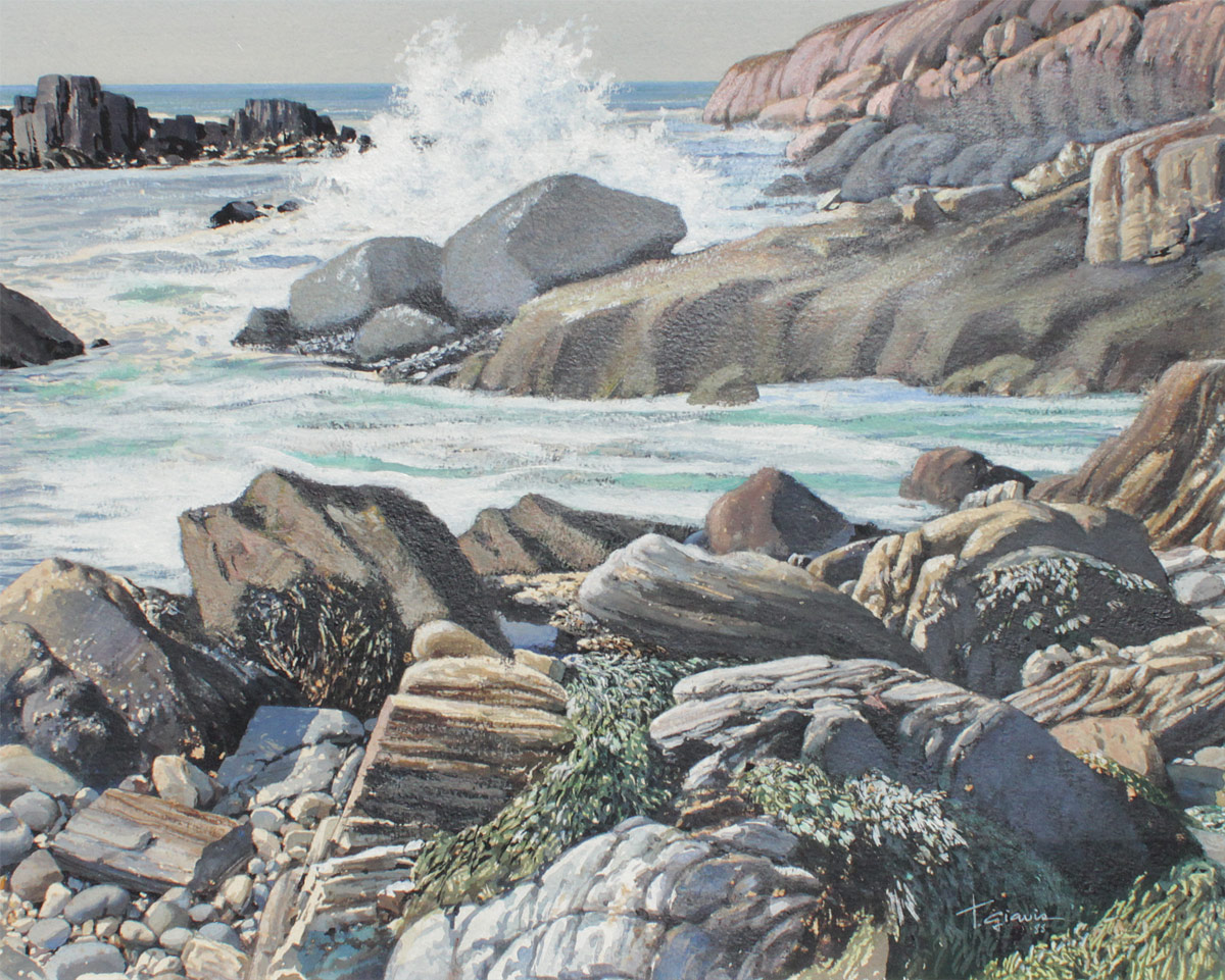 Appraisal: GIAVIS Ted American - New England Coastal Scene with Rocks