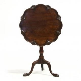 Appraisal: George II Carved Mahogany Tilt mid- th century mahogany circular