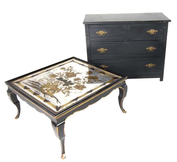 Appraisal: FURNITURE GROUP Ebonized Eastlake style dresser together with a painted