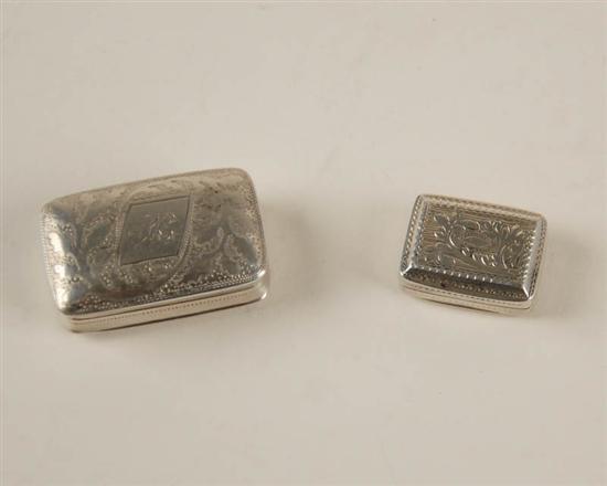 Appraisal: Two English Miniature Sterling Vinaigrette Boxes the smallest with Birmingham