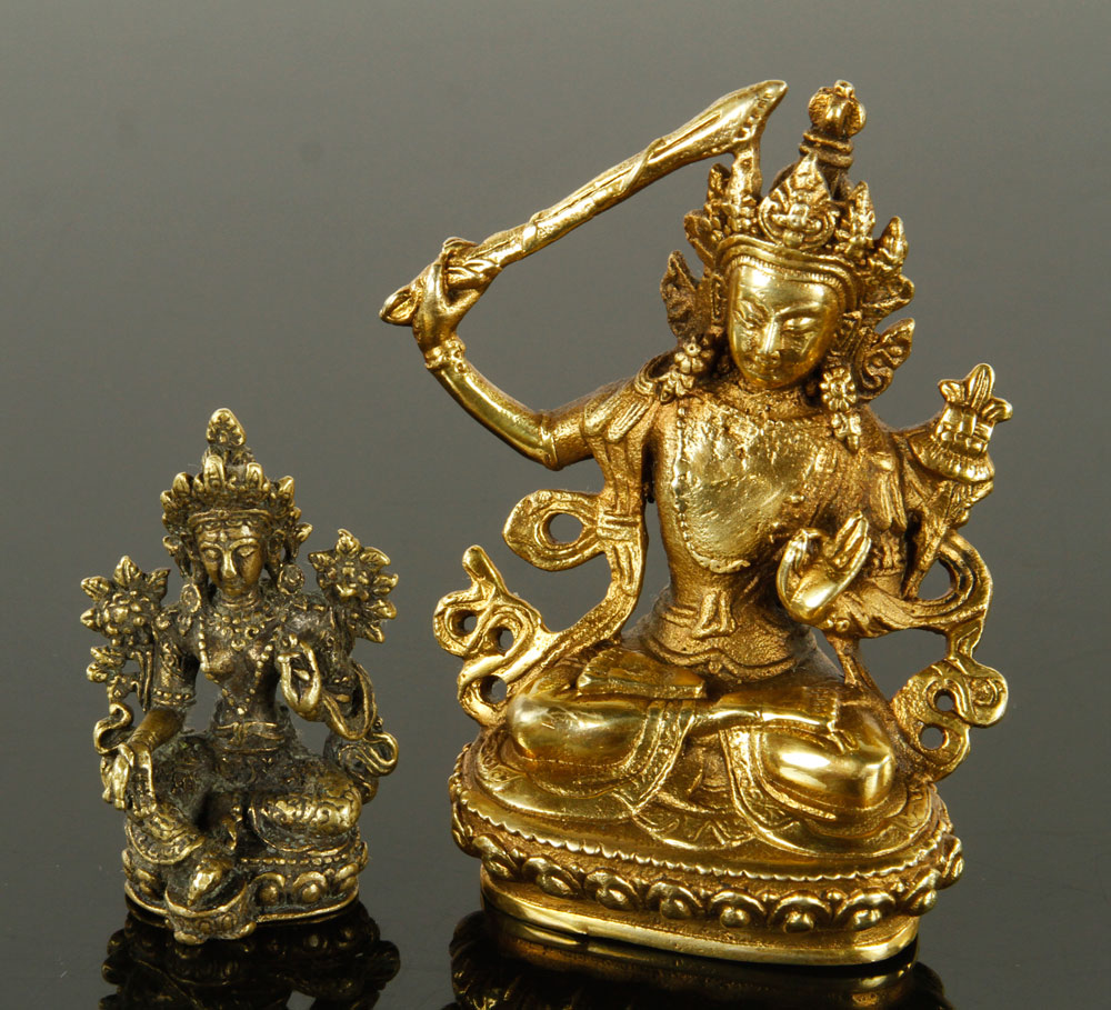 Appraisal: - Two Gilt Bronze Figures Two gilt bronze figures Tibet