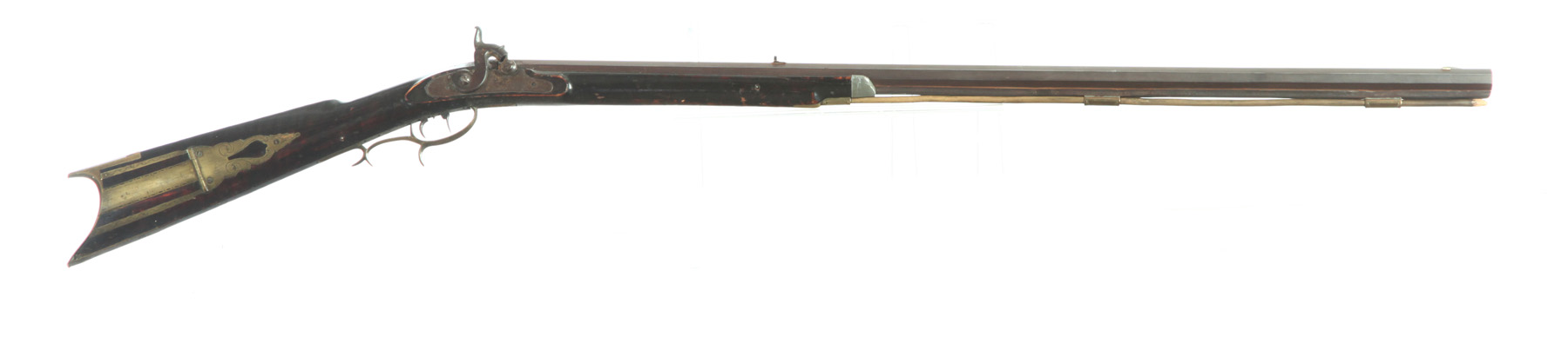 Appraisal: HALF-STOCK PERCUSSION RIFLE American th century caliber percussion rifle with