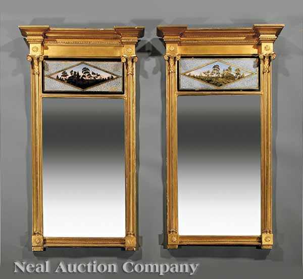 Appraisal: A Pair of American Federal glomis and Carved Giltwood Pier