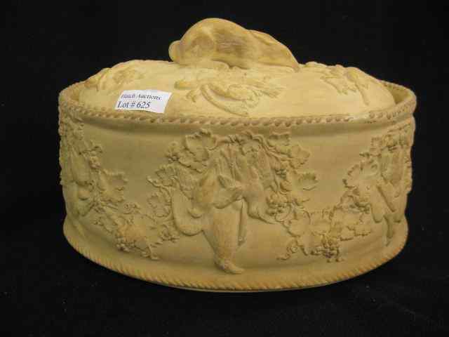 Appraisal: Wedgwood Caneware Covered Game Dish gamebird grapevine decor rabbit finial