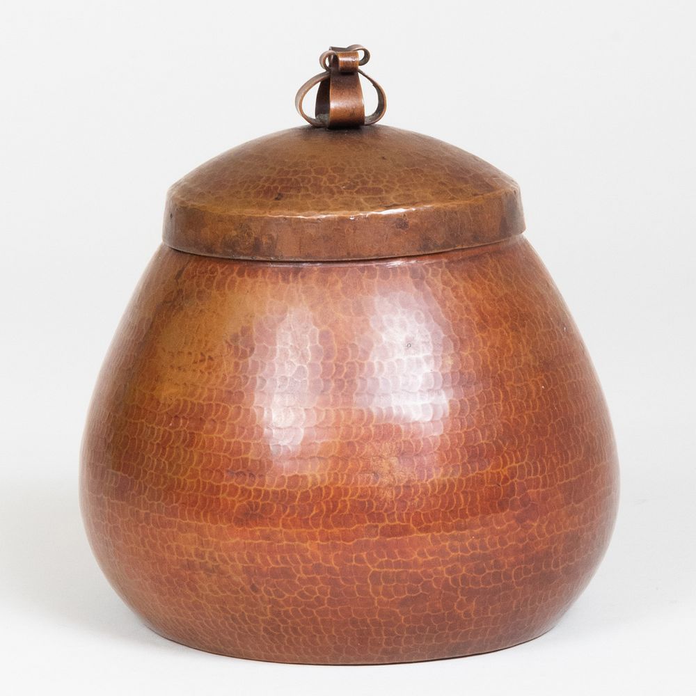 Appraisal: Dirk van Erp Hammered and Patinated Copper Vase and Cover