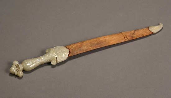 Appraisal: Mughal Pale Celadon Jade-Hilted Dagger and Scabbard Khanjar Northwest India