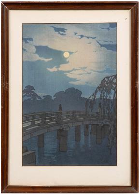 Appraisal: Hiroshi Yoshida woodblock print - Japanese Hirakawa Bridge signed lower