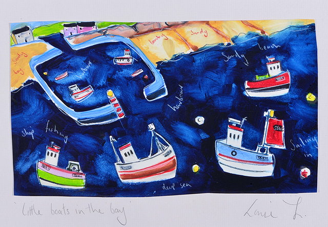 Appraisal: LOUISE FOX CONTEMPORARY 'Little Boats in the Bay' signed and