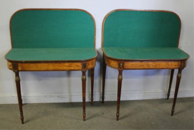 Appraisal: Pair of Regency Adams Style Card Tables A fine quality