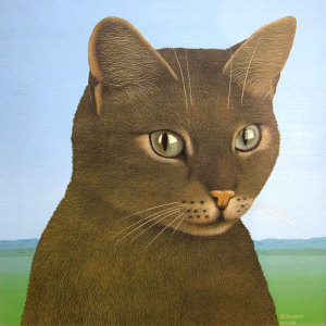 Appraisal: David Cheepen b - Portrait of a cat oil on