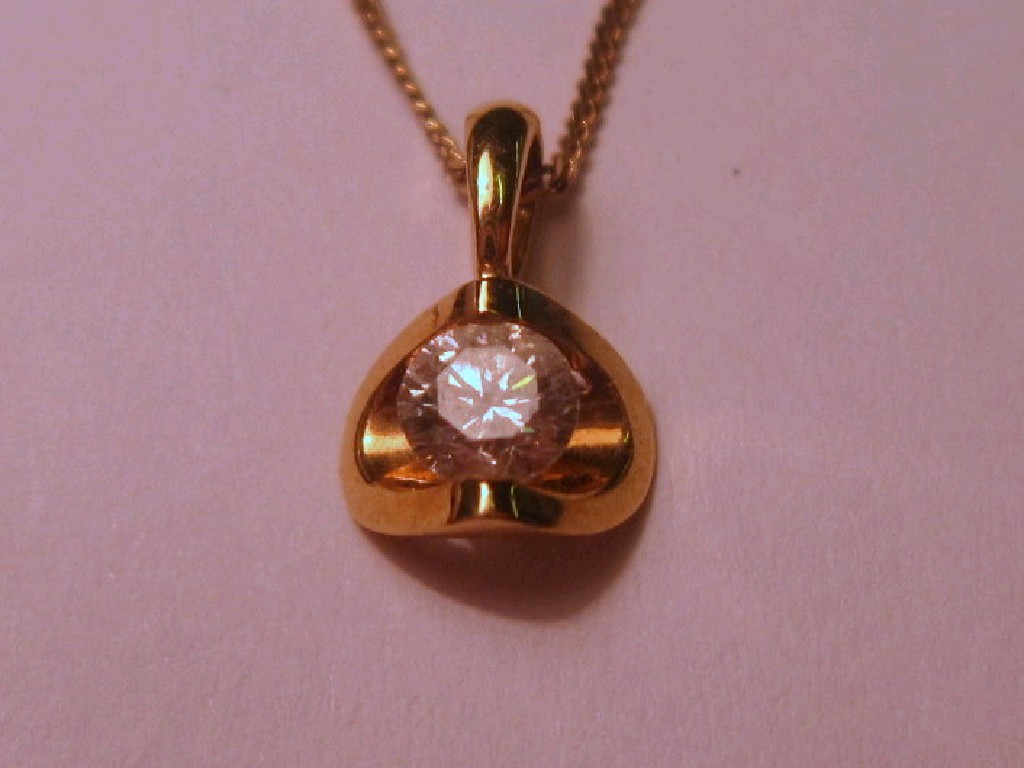 Appraisal: Gold mounted point brilliant diamond pendant on ct gold neckchain