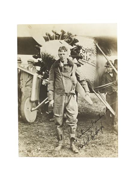 Appraisal: Lindbergh Charles Photograph of Charles Lindbergh standing before the Spirit