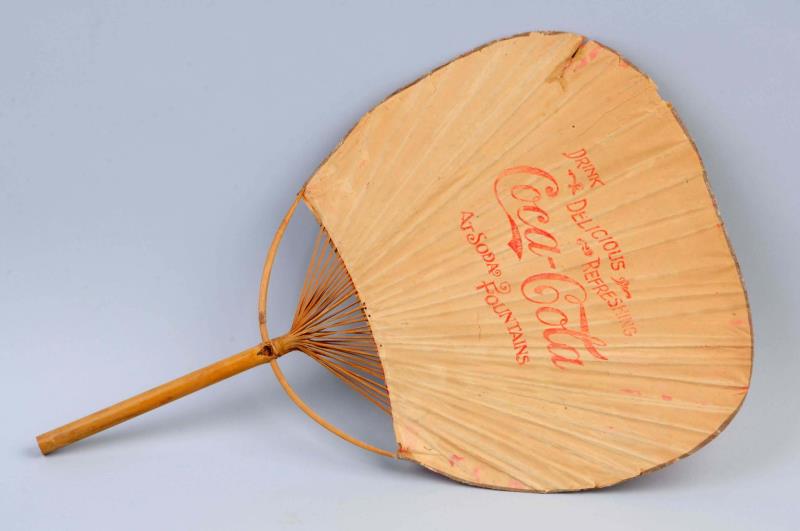 Appraisal: Early Coca-Cola Paper Rattan Hand Fan Strong condition and color