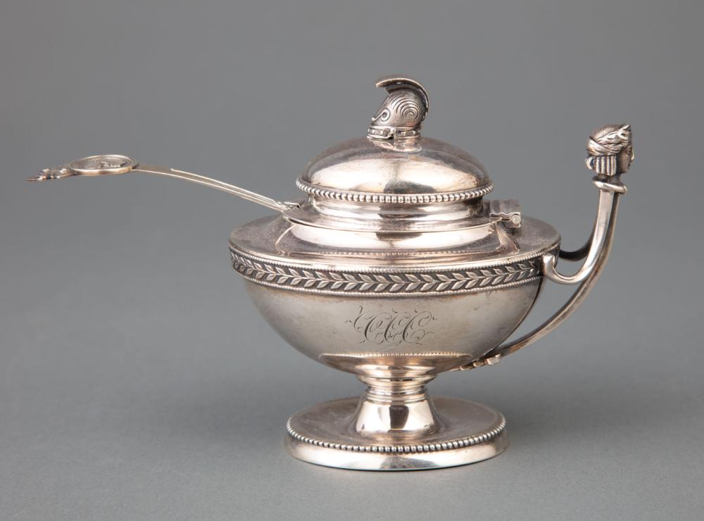 Appraisal: Medallion Coin Silver Mustard Pot John R Wendt for Ball