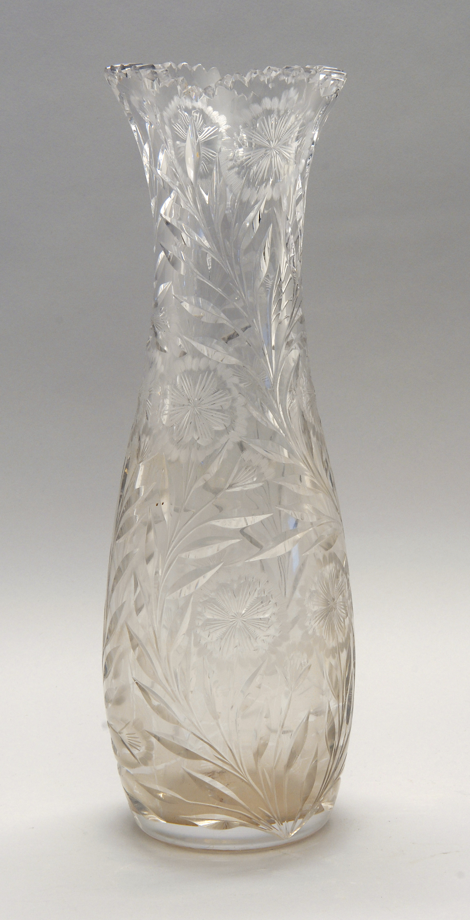 Appraisal: EARLY TH CENTURY CUT GLASS VASE in pear shape with