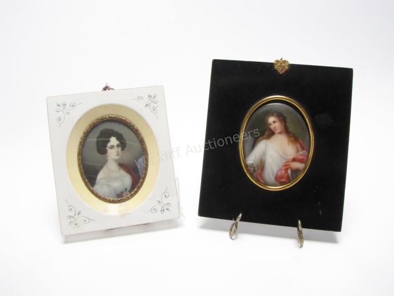 Appraisal: Oval Porcelain Portrait Plaques one depicting woman in period dress