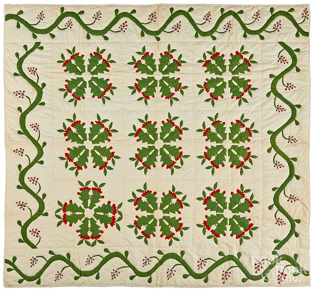 Appraisal: Cactus pattern quilt top Cactus pattern quilt top with later