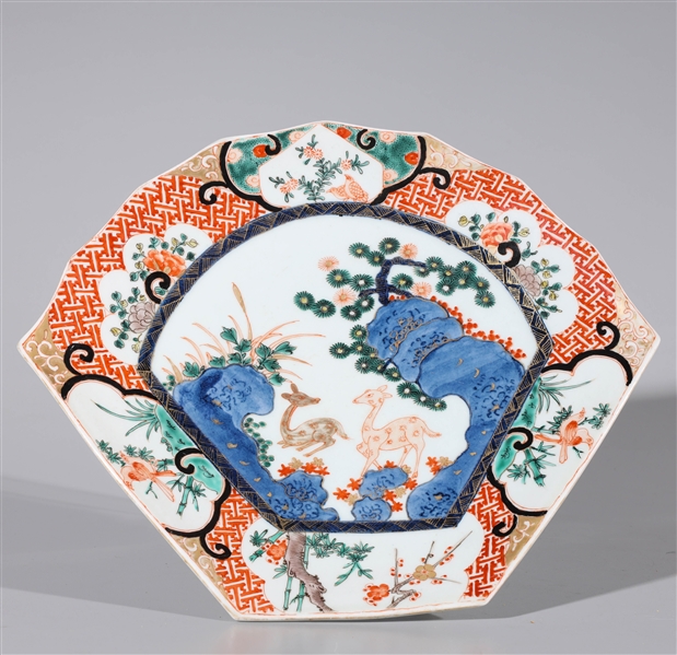 Appraisal: Chinese porcelain famille verte Imari style dish with deer and