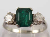 Appraisal: A white metal tests platinum emerald and diamond ring the