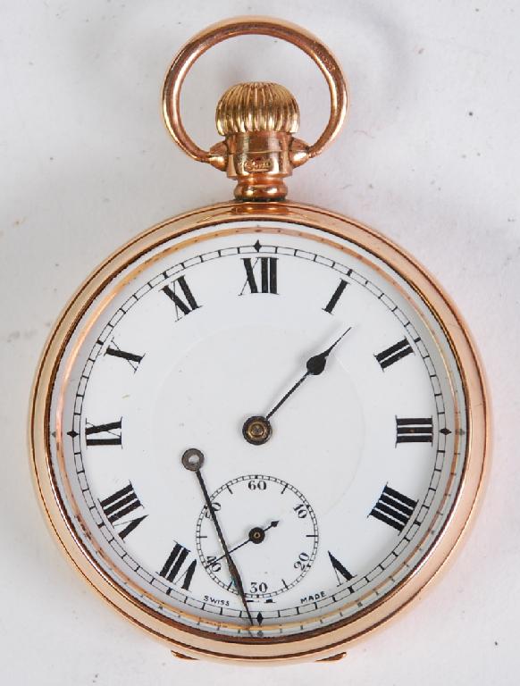 Appraisal: ct GOLD POCKET WATCH with Swiss keyless movement white dial