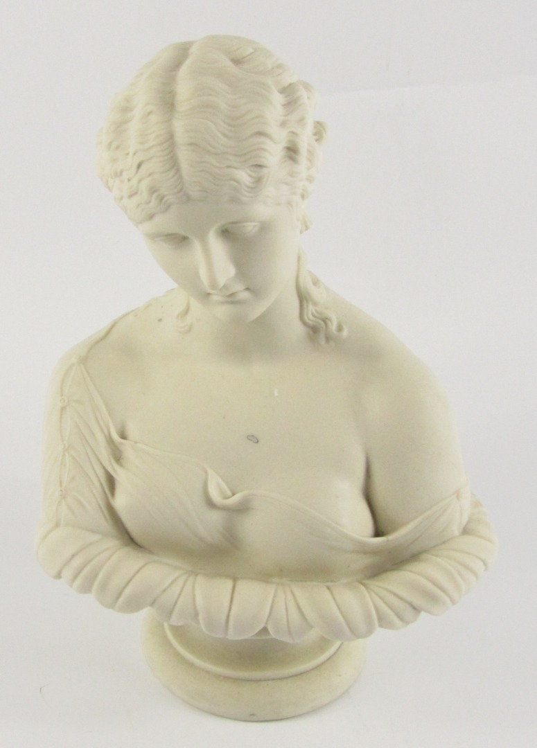 Appraisal: A late thC Parian bust modelled as Clyte on a