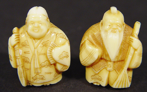 Appraisal: Pair of cufflinks mounted with oriental ivory figures of Buddha