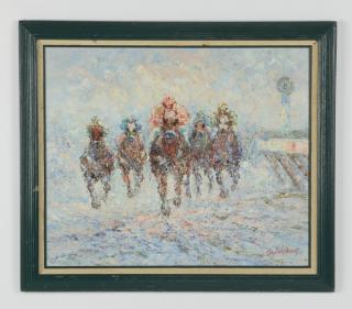 Appraisal: American School O c 'The Horse Race' w American School