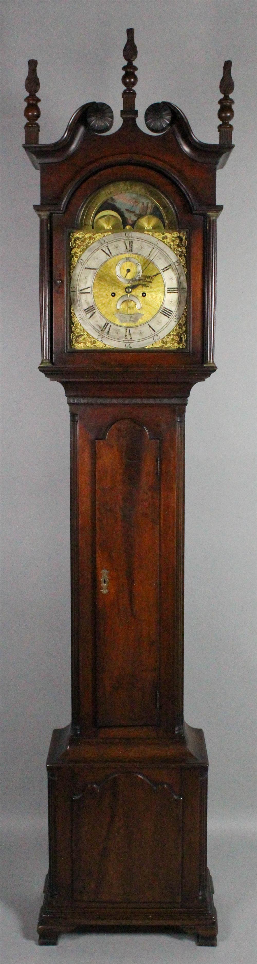 Appraisal: CHIPPENDALE WALNUT TALL CASE CLOCK HILLTOWN BUCKS COUNTY PENNSYLVANIA BENJAMIN