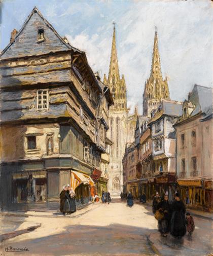 Appraisal: HENRI ALPHONSE BARNOIN french - BRETON STREET SCENE Signed 'H