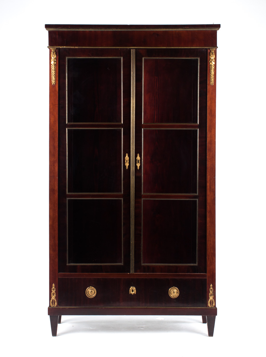 Appraisal: French Empire style mahogany glass panel bookcase late th early