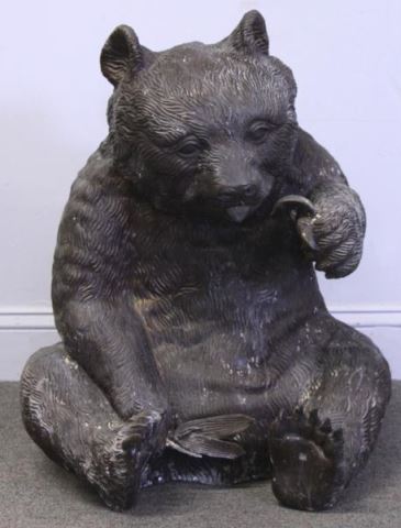 Appraisal: A TIOT Patinated Bronze Panda Signed 'A Tiot' on one