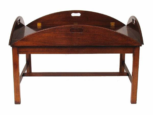 Appraisal: An English mahogany butler's tray table height in width ft