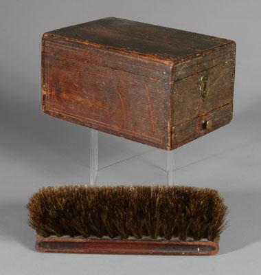 Appraisal: Grain-painted razor box brush box with faux grain painting and