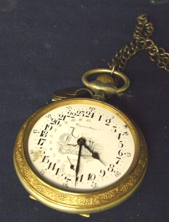 Appraisal: Late th century American gilt pocket watch engraved with a