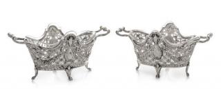 Appraisal: A Pair of Continental Silver Bonbon Dishes each rim decorated