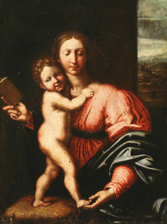 Appraisal: Italian School th- th Century Madonna and Child Unsigned Oil