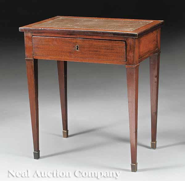 Appraisal: A Directoire Mahogany Side Table c inset tooled leather top