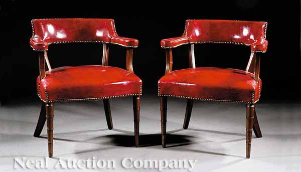 Appraisal: A Pair of George III-Style Mahogany Club Chairs in the