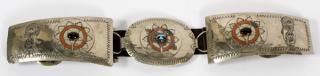 Appraisal: TOM NELSON LEATHER AND NICKEL SILVER HAND MADE BELT TOM