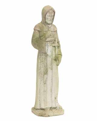 Appraisal: A Cement Composition Figure of St Francis Standing figure of